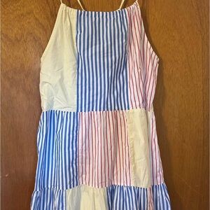 Vineyard Vines Striped Halter Dress in Red, Blue, and White